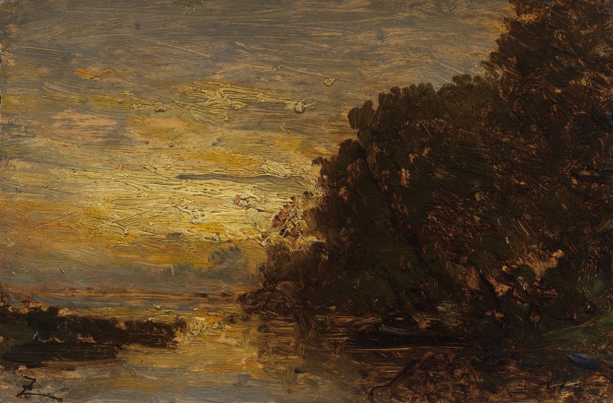 El Sena en Billancourt, puesta de sol, 2ª mitad del siglo XIX (óleo sobre madera) de Félix Ziem