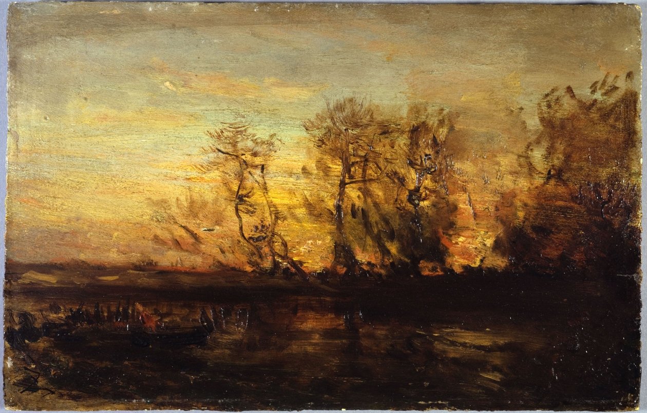 Puesta de sol, entre 1850 y 1860 (óleo sobre cartón sobre madera) de Félix Ziem