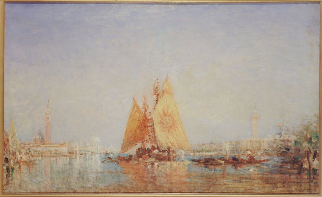 Venecia, Trabaccolo con vela amarilla, entre 1870 y 1890 (óleo sobre lienzo) de Félix Ziem