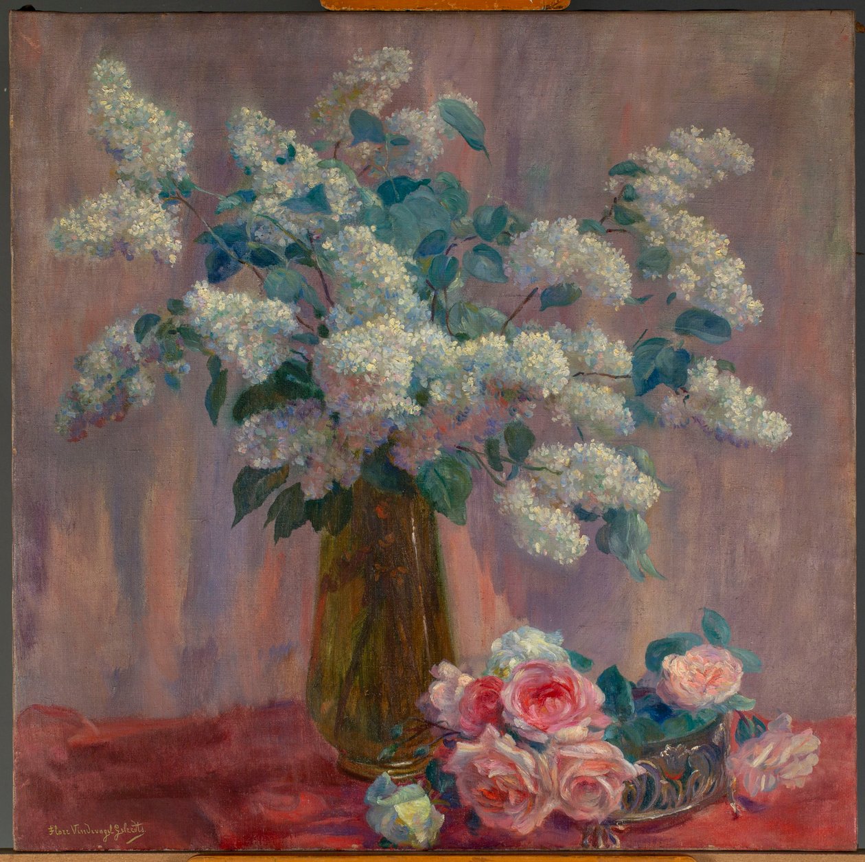 Lilas y rosas (óleo sobre lienzo) de Flore Geleedts