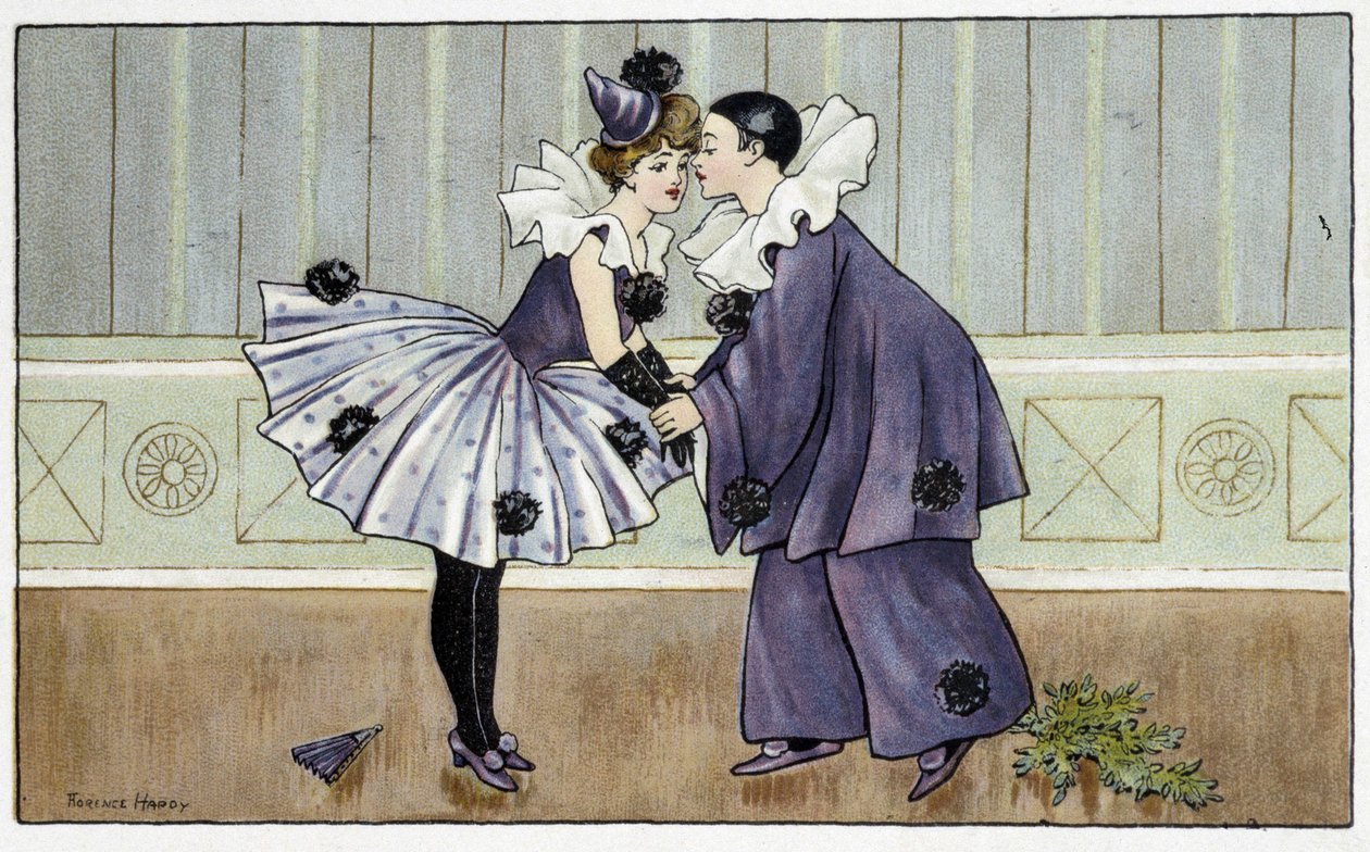 Pierrot y Colombina - dib. por Florence Hardy, principios del siglo XX de Florence Hardy