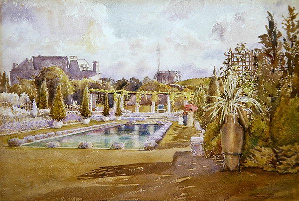 Vista del jardín de un castillo en Francia de Florence Vincent Robinson