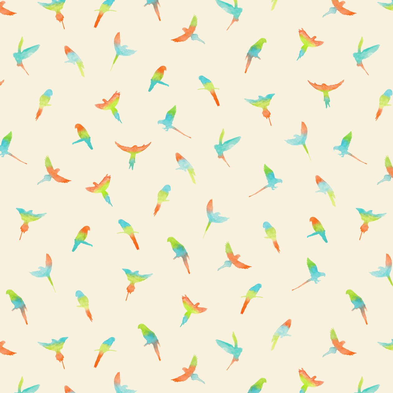 Loros - patrón, 2020 (acuarelas, digital) de Florent Bodart