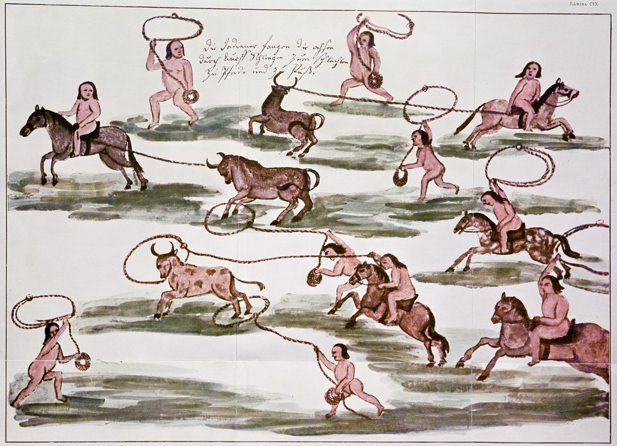 El método de caza de los indios mocovíes, ilustración de 