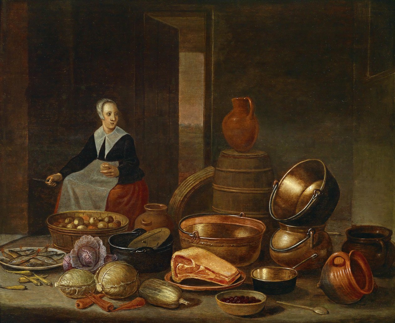 Interior de cocina con criada de Floris Gerritsz van Schooten