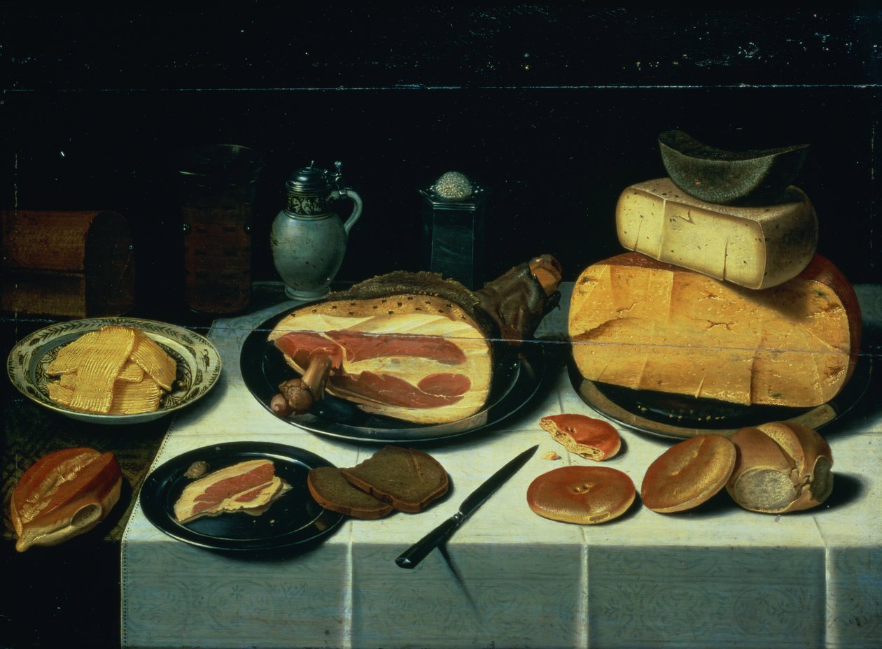Naturaleza muerta con un jamón de Floris Gerritsz van Schooten