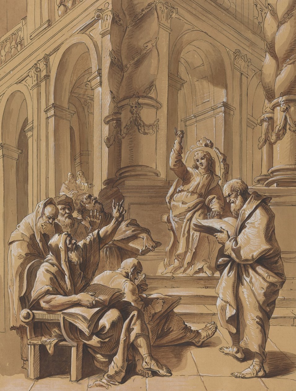 Cristo entre los doctores de Follower of Francesco Fontebasso