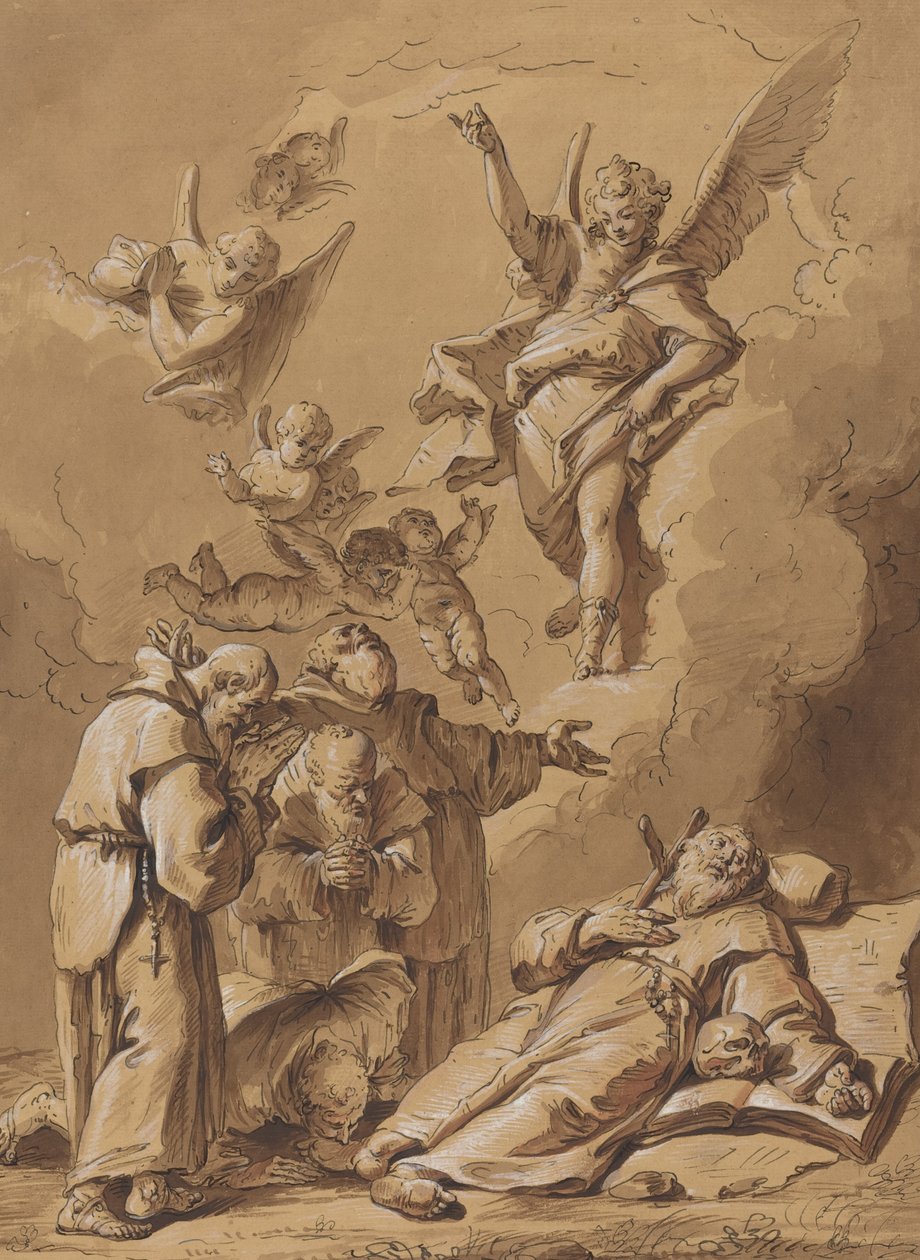 Muerte de un Fraile Santo de Follower of Francesco Fontebasso