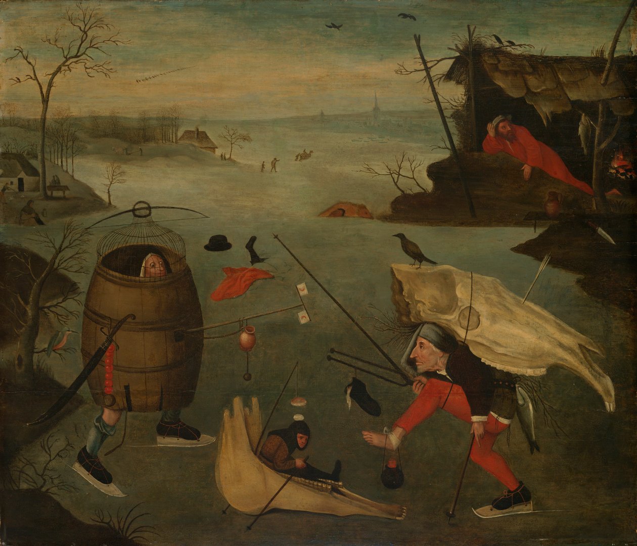 Duelo grotesco sobre el hielo de Follower of Hieronymus Bosch