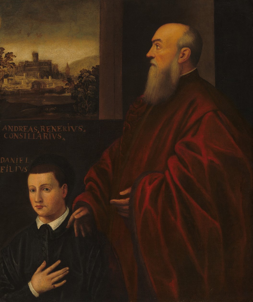 Andrea Renier y su hijo Daniele de Follower of Jacopo Tintoretto