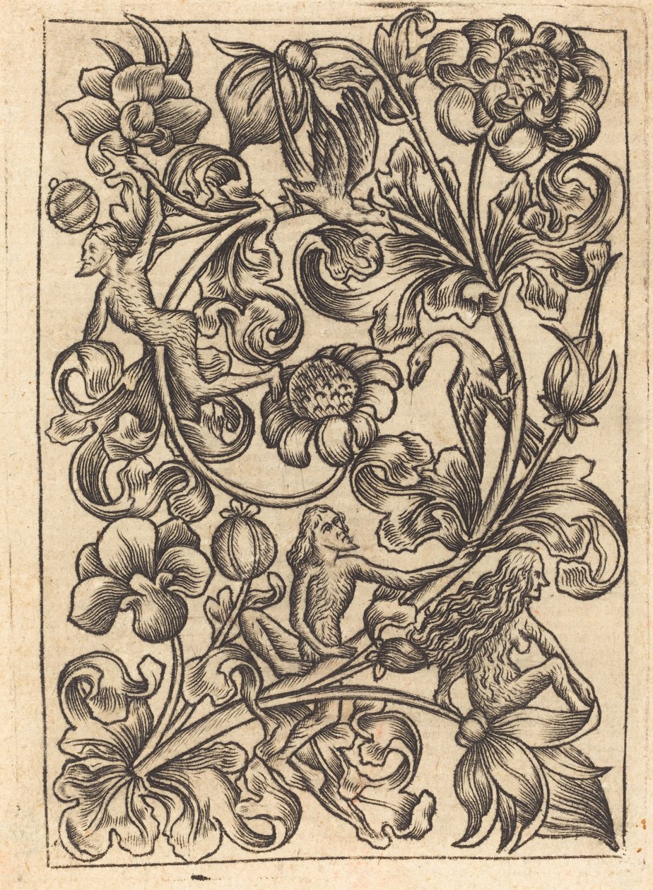 Ornamento con Gente Salvaje de Follower of Master E.S.
