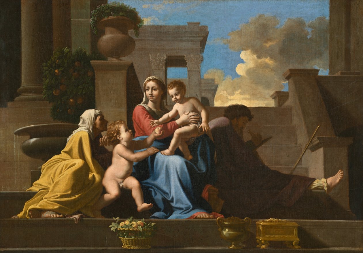 La Sagrada Familia en los Escalones de Follower of Nicolas Poussin