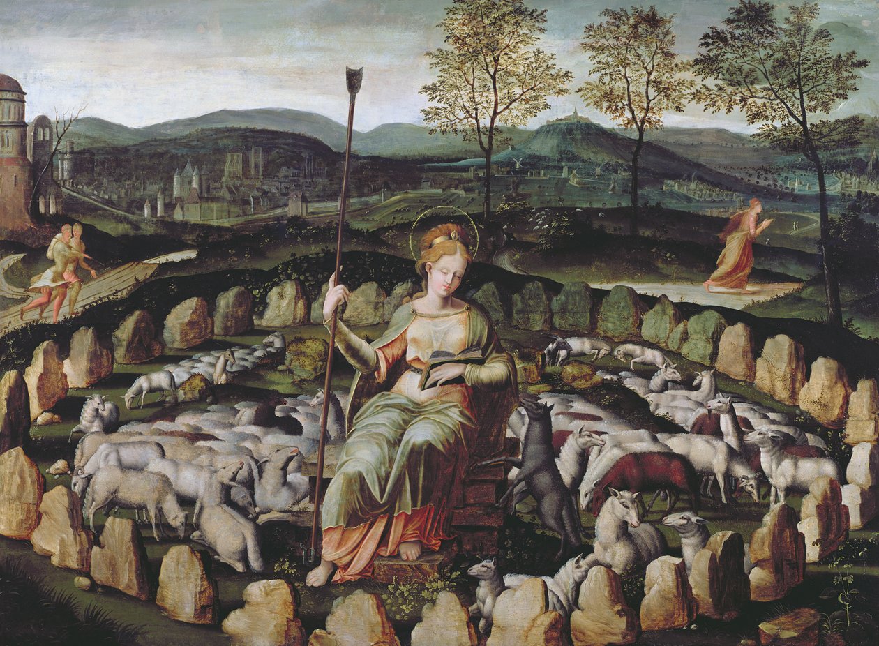 Santa Genoveva cuidando su rebaño de Fontainebleau School