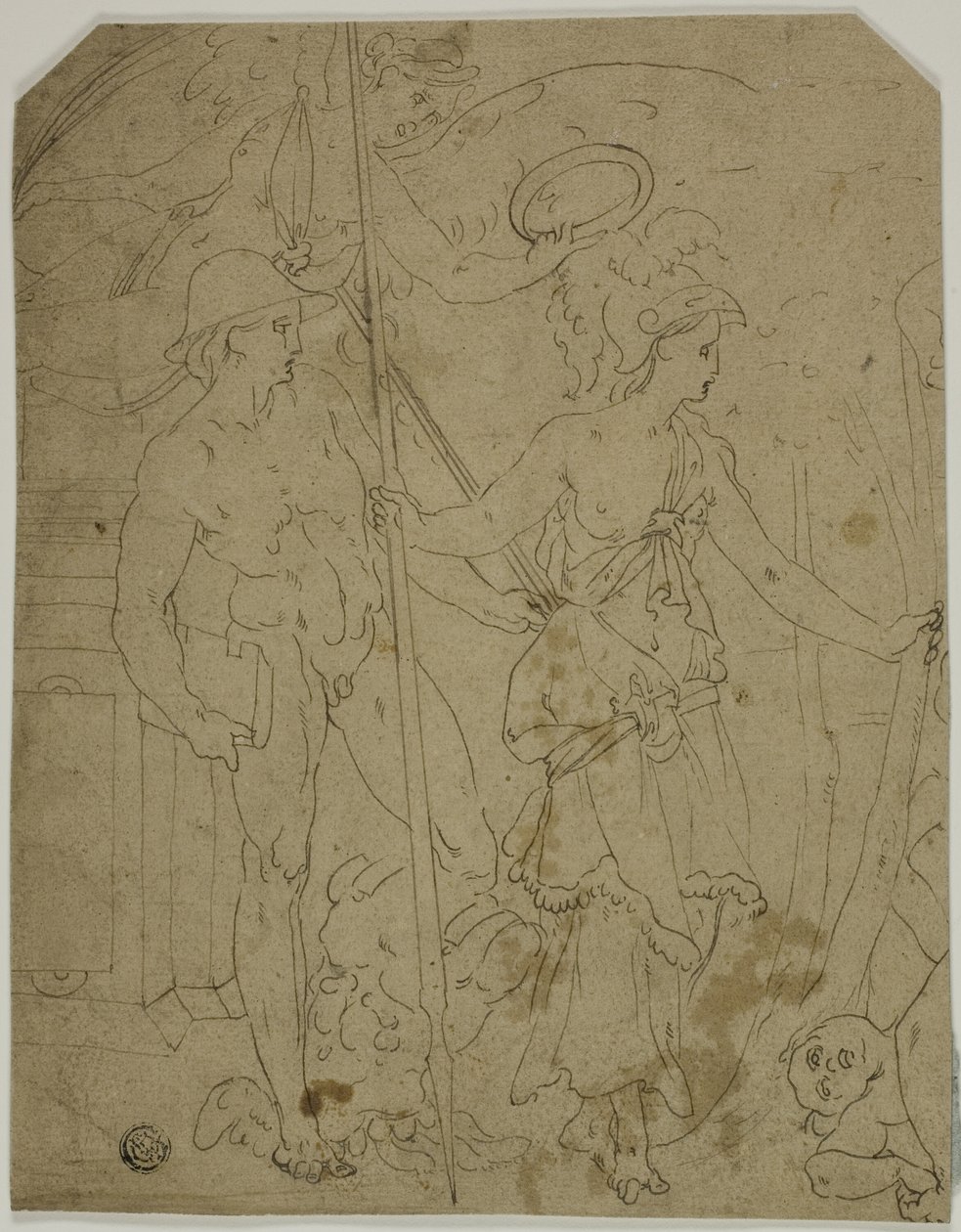 Escena con Mercurio y Minerva de Fontainebleau School