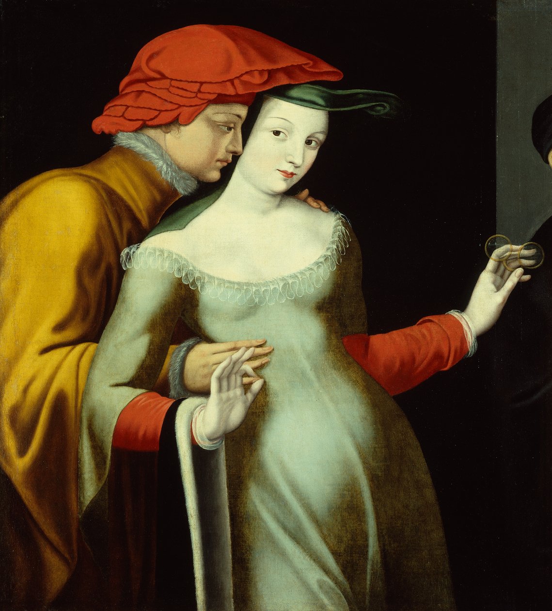 Los amantes, c.1600 (óleo sobre lienzo) de Fontainebleau School