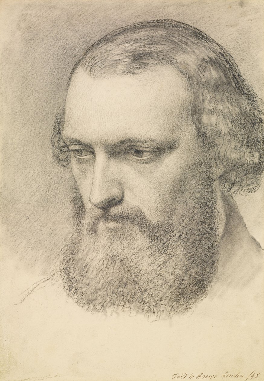 Retrato - Estudio de cabeza de Daniel Casey (Vista de tres cuartos) de Ford Madox Brown