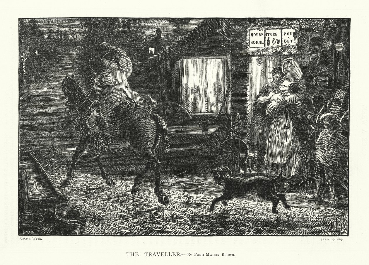 El viajero (grabado) de Ford Madox (after) Brown