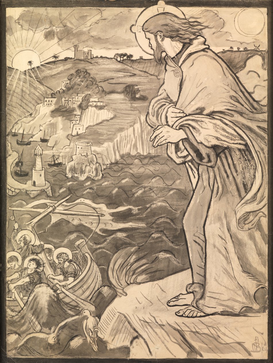 Cristo ve a los discípulos trabajando en el remo de Ford Madox Brown