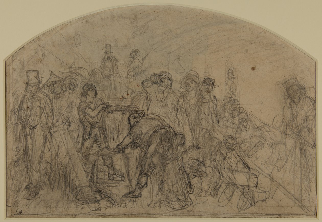 Primer boceto para "Work" (boceto de composición para las figuras) de Ford Madox Brown