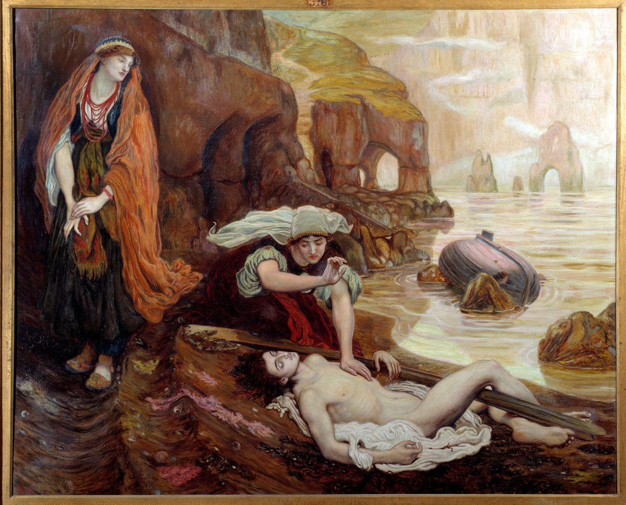 Haydee descubriendo el cuerpo de Don Juan, ilustración para la canción de Lord Byron de Ford Madox Brown