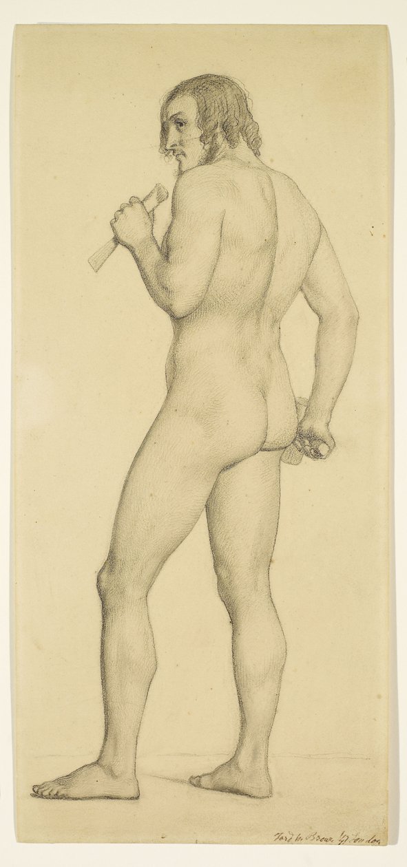 Masculino - Desnudo académico Estudio posando como Escultor de Ford Madox Brown
