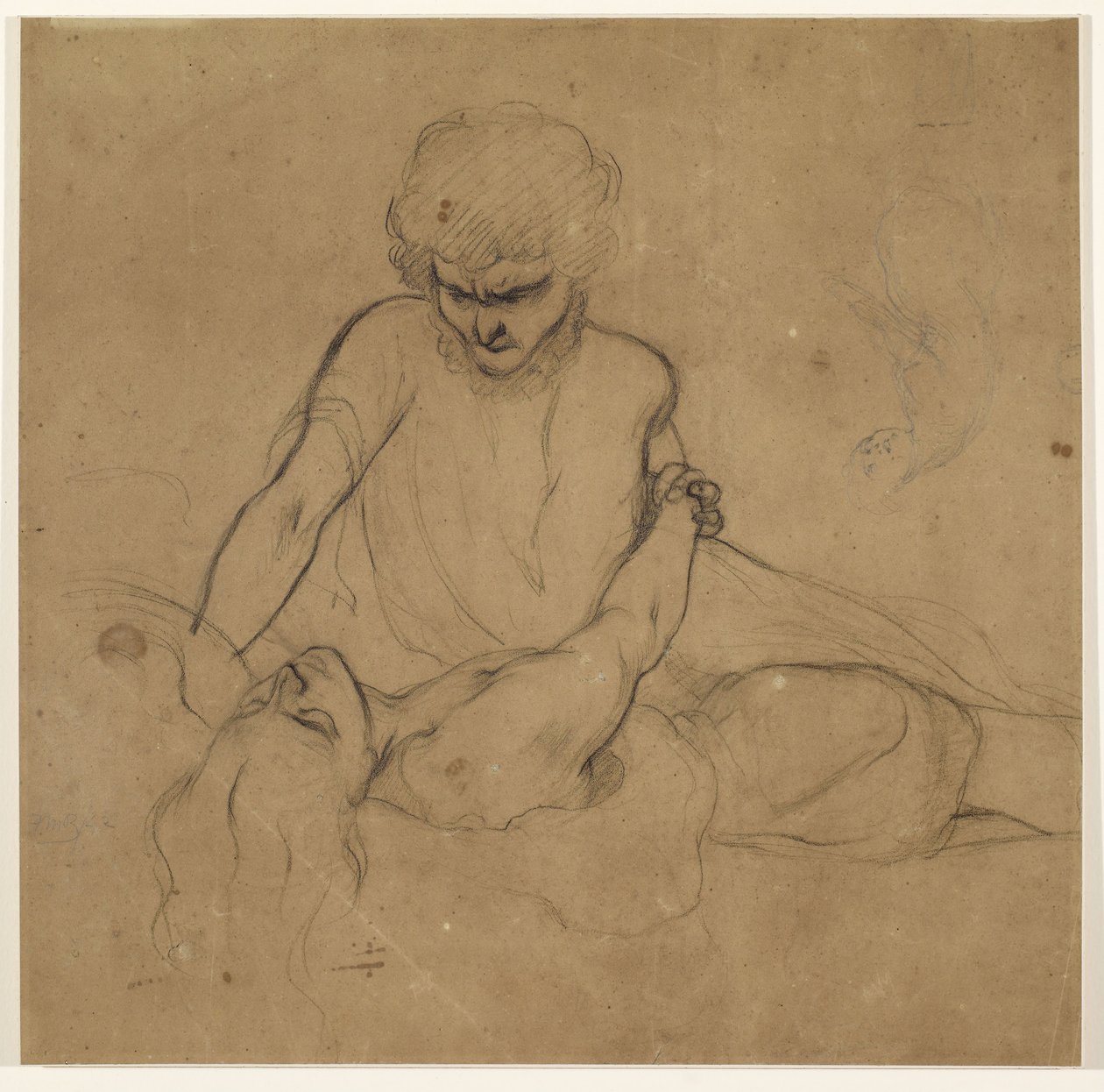 El sueño de Parisina - Estudio para el príncipe Azo y Parisina de Ford Madox Brown