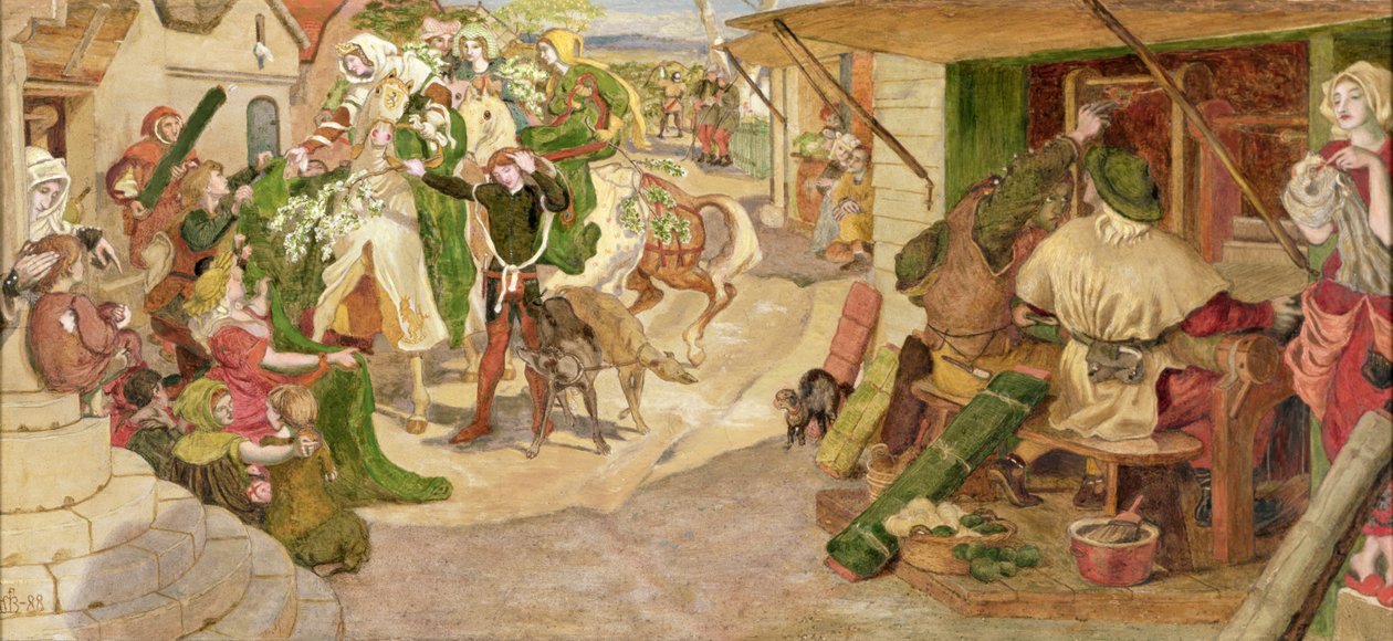 Establecimiento de los tejedores flamencos en Manchester en 1363 de Ford Madox Brown