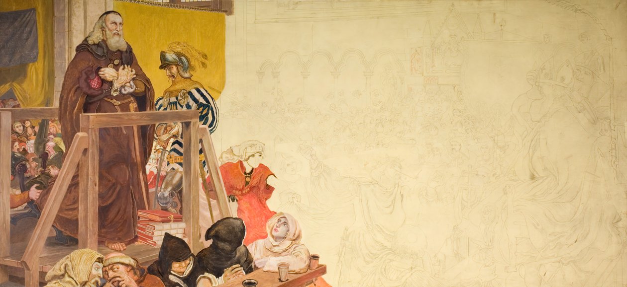 Wycliffe en su juicio de Ford Madox Brown
