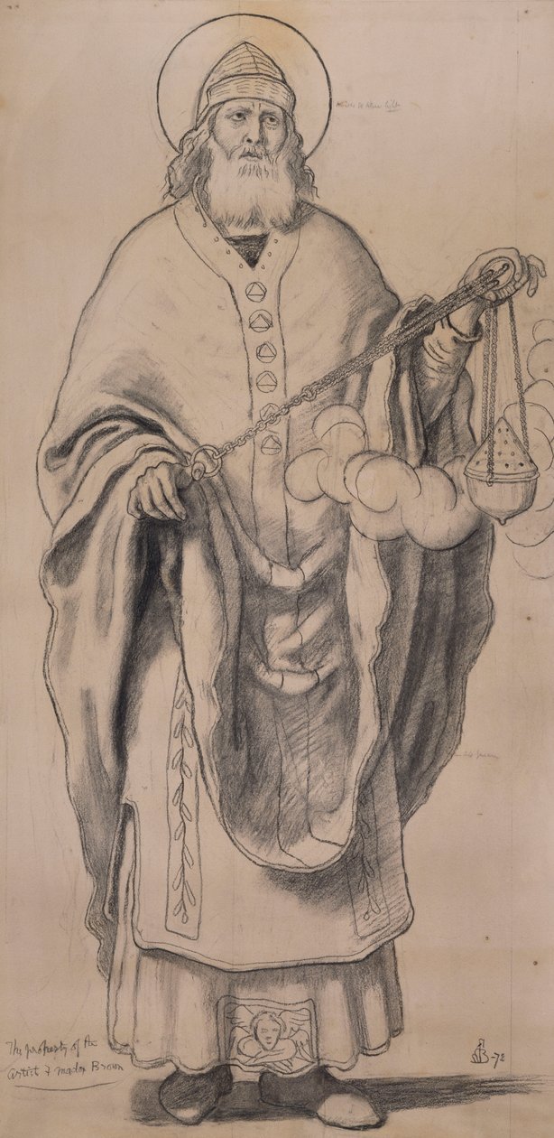 Zacarías, dibujo para vidrieras en Knaresborough, 1872 de Ford Madox Brown