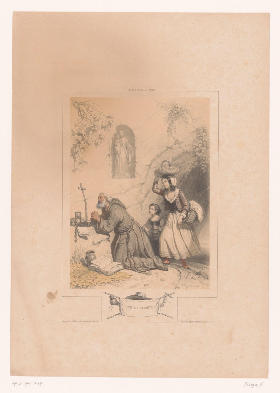 Mujer y niño visitando a un ermitaño
Visite à l