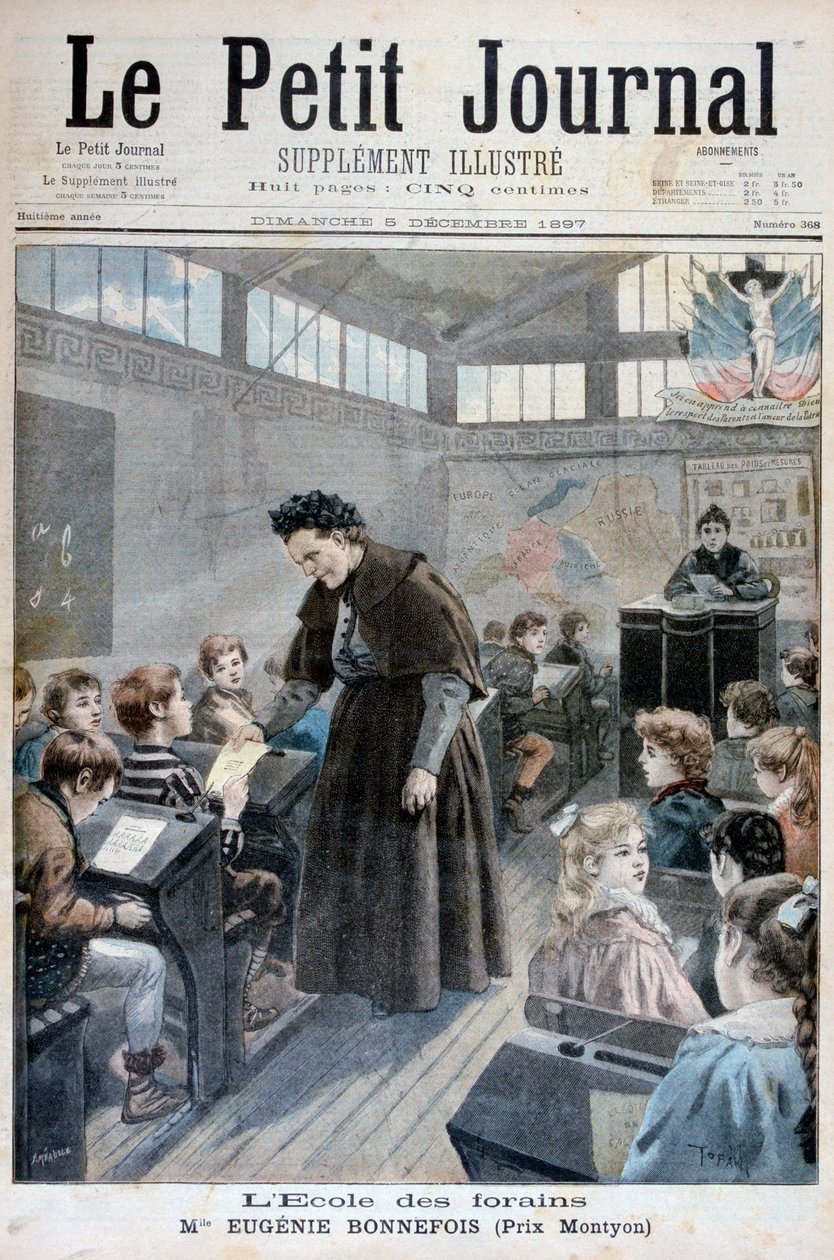 Mademoiselle Eugenie Bonnefois, fundadora de una escuela para niños de trabajadores de ferias, 1897 de Fortuné Méaulle