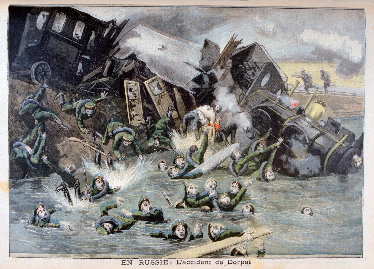 Accidente de Tren Militar en Dorpat, Rusia, 1897 de Fortuné Méaulle
