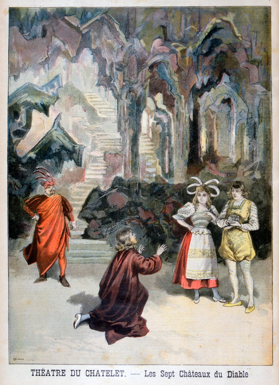 Representación de Les Sept Chateaux du Diable, Théâtre du Châtelet, París, 1896 de Fortuné Méaulle