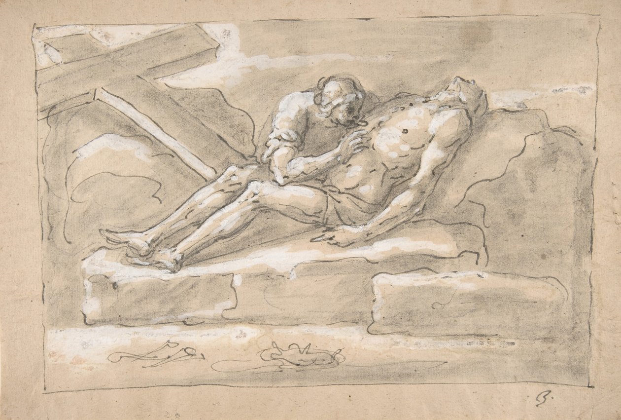 El Cristo muerto llorado por la Magdalena que venera su herida lateral, 1787-1863 de Fortunato Duranti