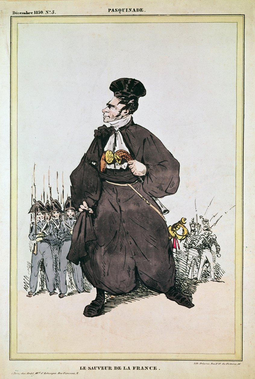 Caricatura del barón Pasquier como salvador de Francia, 1830 de Fortune Delarue