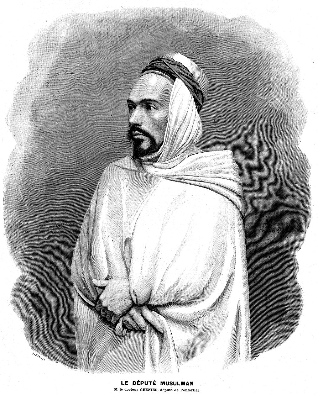Grabado de Meaulle a partir de un retrato fotográfico de Guillard en la "portada" del Journal Illustrous N¡ 3 del 17 de enero. de Fortune Louis Meaulle