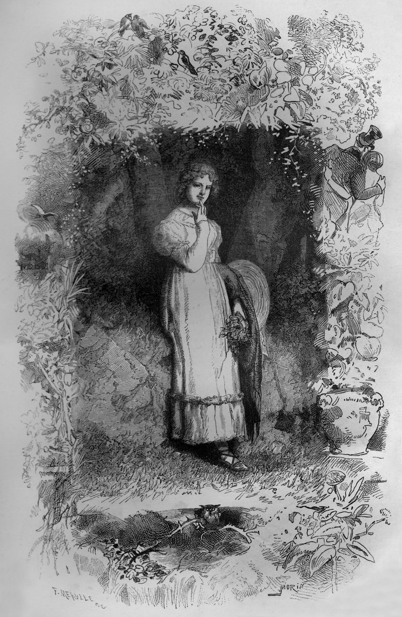 Fantine, ilustración de la novela Los Miserables de Victor Hugo, grabado de Fortune Meaulle de Fortune Louis Meaulle