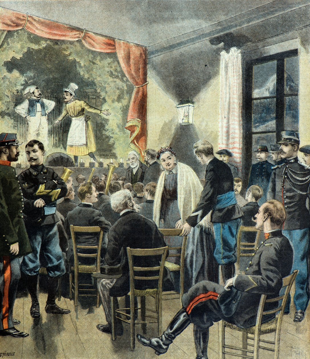 Le theatre aux armeses , actuación de cazadores alpinos de Fortune Louis Meaulle