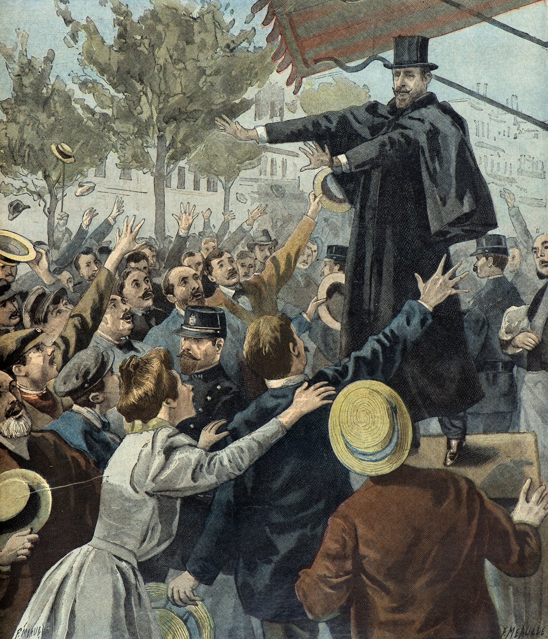 Paul deroulede en una manifestación en parís en 1898 (Grabado) de Fortune Louis Meaulle