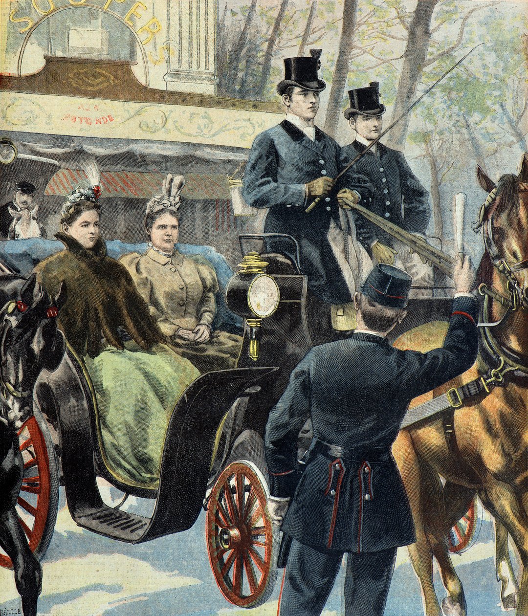 La regente holandesa Emma de Waldeck Pyrmont y la futura reina Wilhelmine, París de Fortune Louis Meaulle