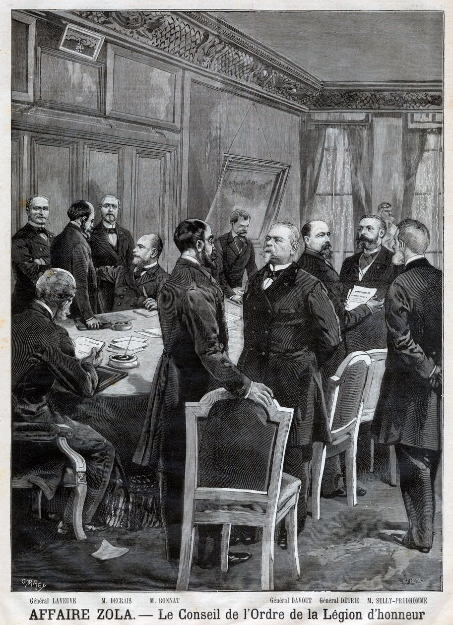El consejo de la Orden Nacional de la Legión de Honor durante el caso Dreyfus, en grabado de F. Meaulle después de Garrey. “Le Petit Journal”, 24 de abril de Fortune Louis Meaulle