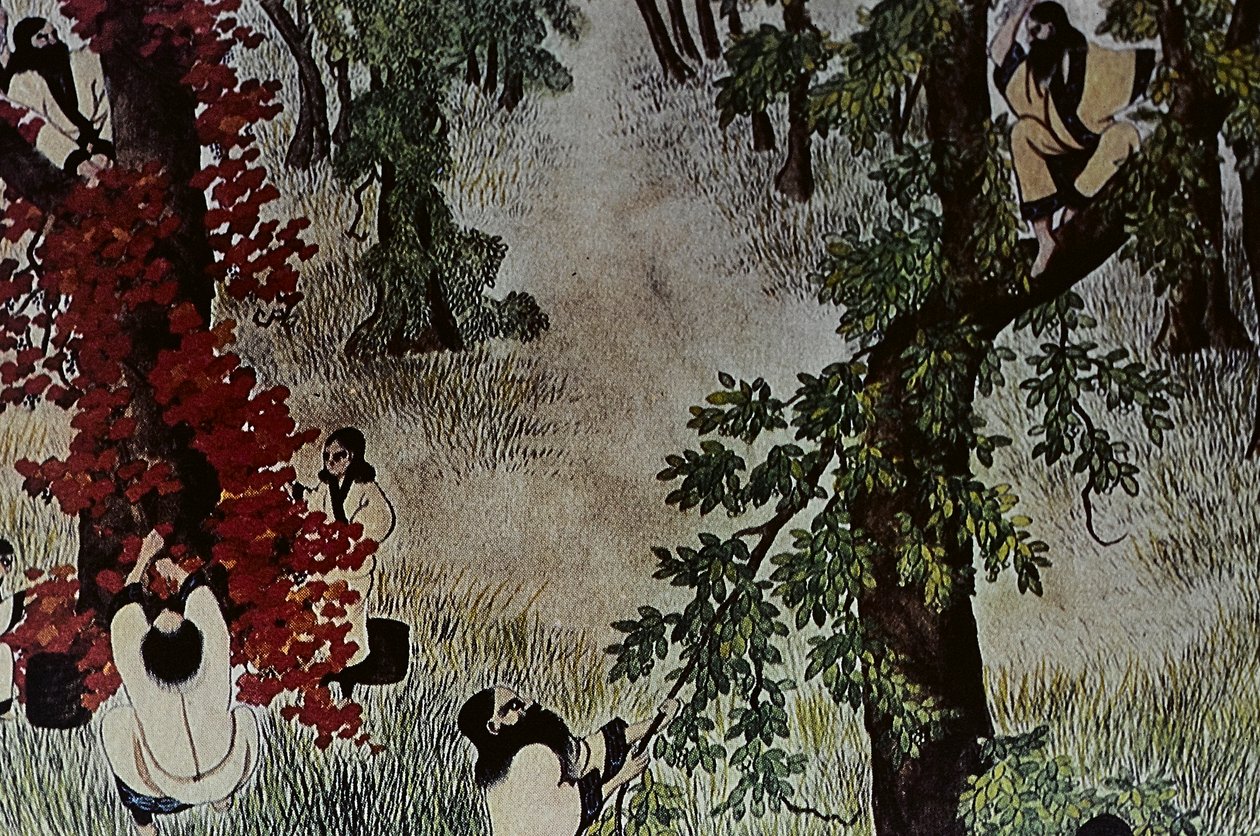 Los grandes líderes ainu del siglo XVIII: Itokoi y Shinichi de Akkeshi, Chosama de Uraashibetsu y Shonko de Noshappu, en particular, ilustración de Fosco Maraini