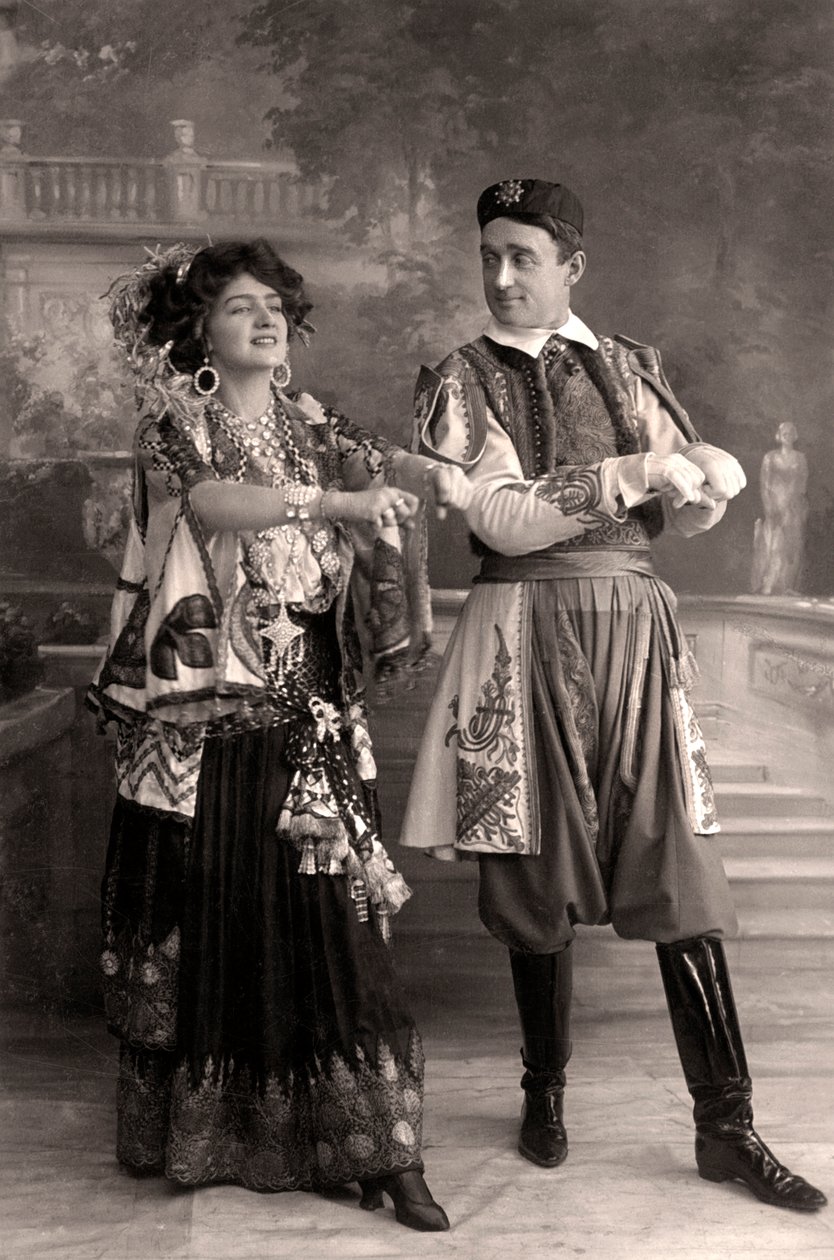 Lily Elsie y Joseph Coyne en La Viuda Alegre, 1908 de Foulsham and Banfield