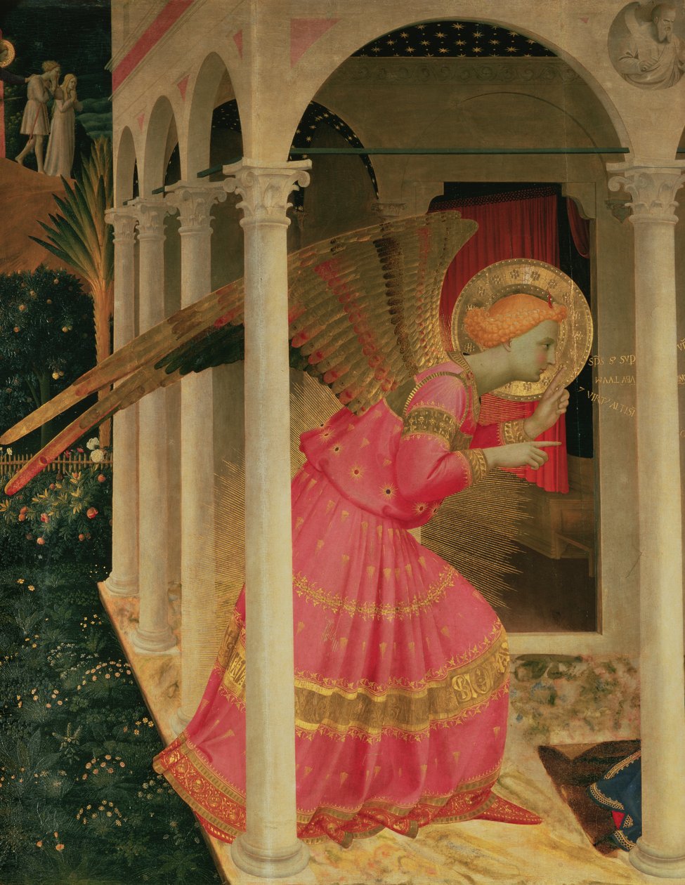 Detalle de La Anunciación mostrando al ángel Gabriel de Fra Angelico