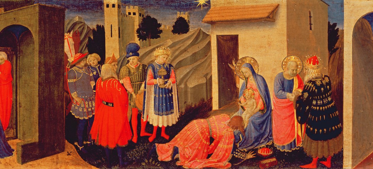 Panel de predela a la Anunciación mostrando la Adoración de los Magos de Fra Angelico