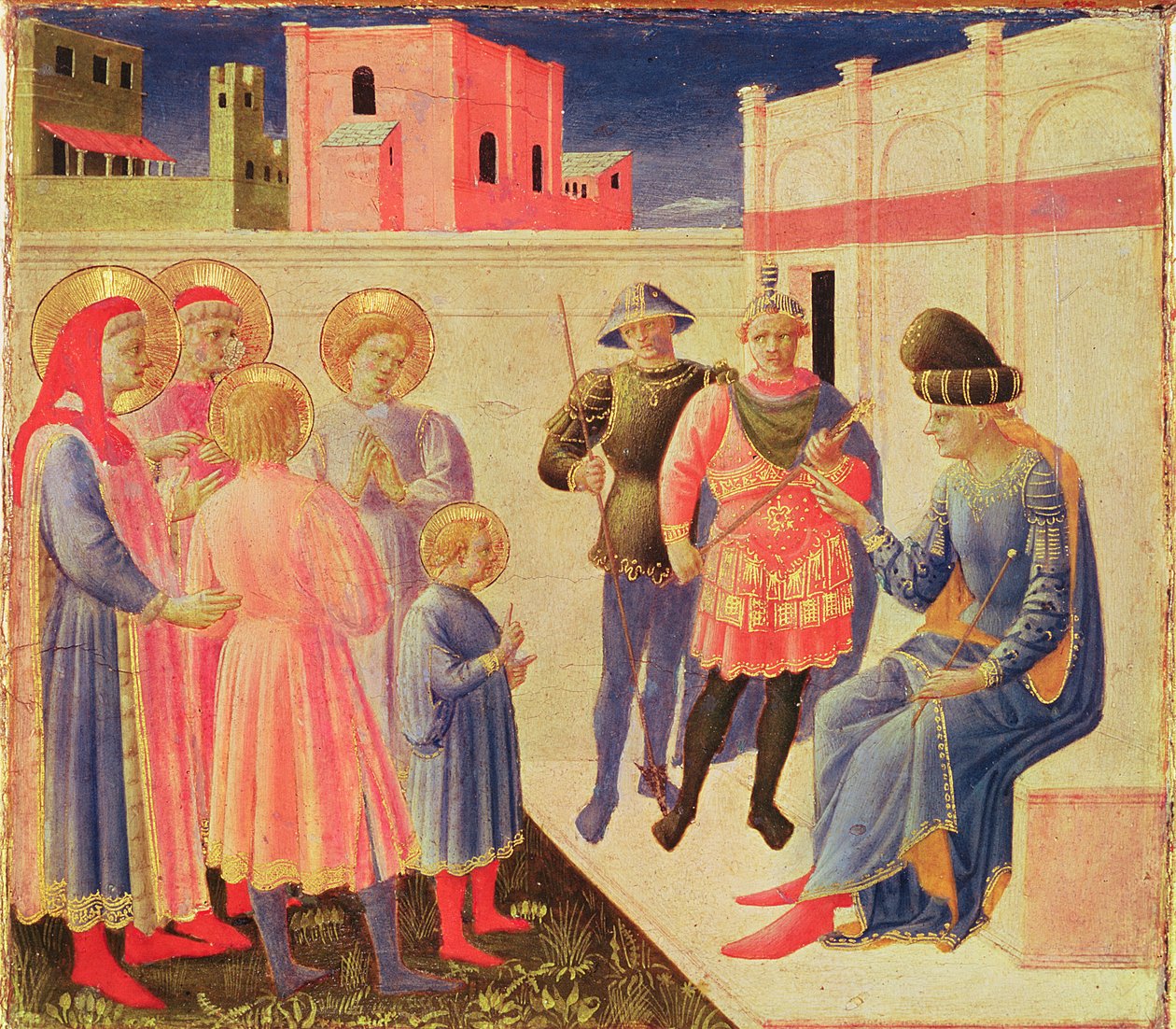 SS. Cosme y Damián ante Diocleciano, predela del retablo de Annalena, 1434 de Fra Angelico