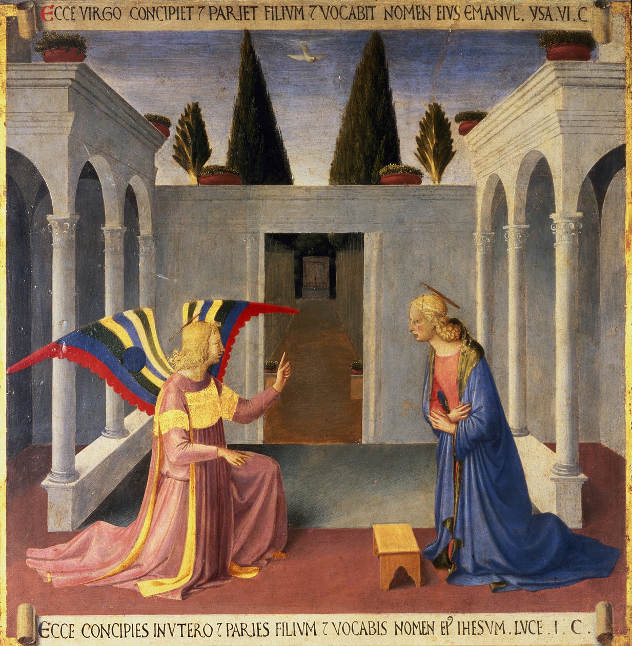 La Anunciación, (detalle) del panel uno del Tesoro de Plata de Santissima Annunziata, c.1450-53 de Fra Angelico