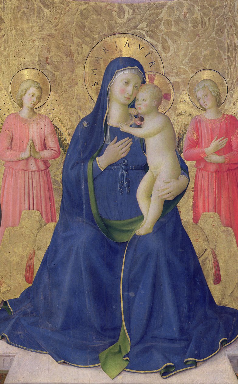 El Retablo de Bosco ai Frati: La Virgen y el Niño entronizados con dos ángeles de Fra Angelico