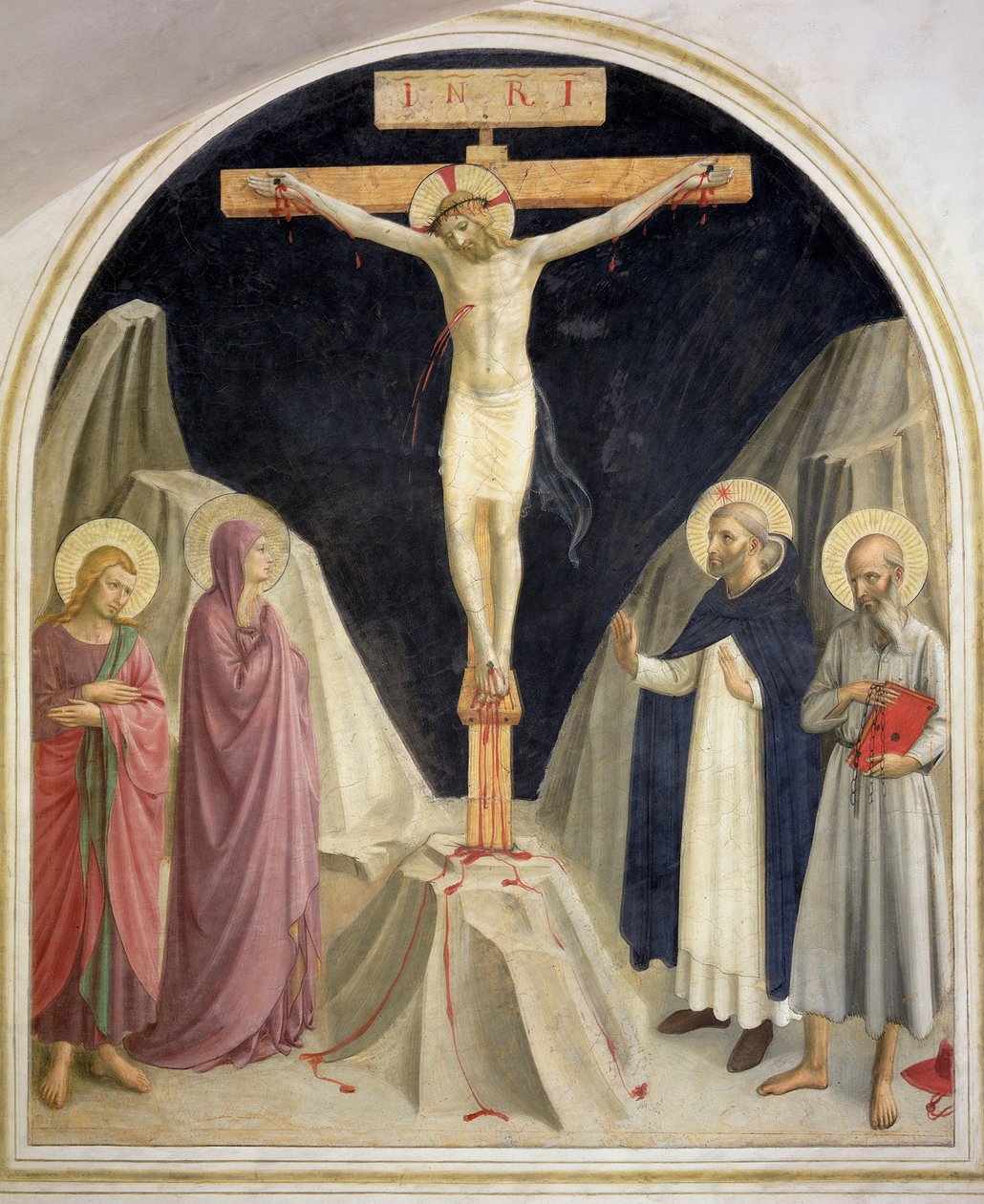 La Crucifixión, con SS. Domingo y Jerónimo, 1442 de Fra Angelico