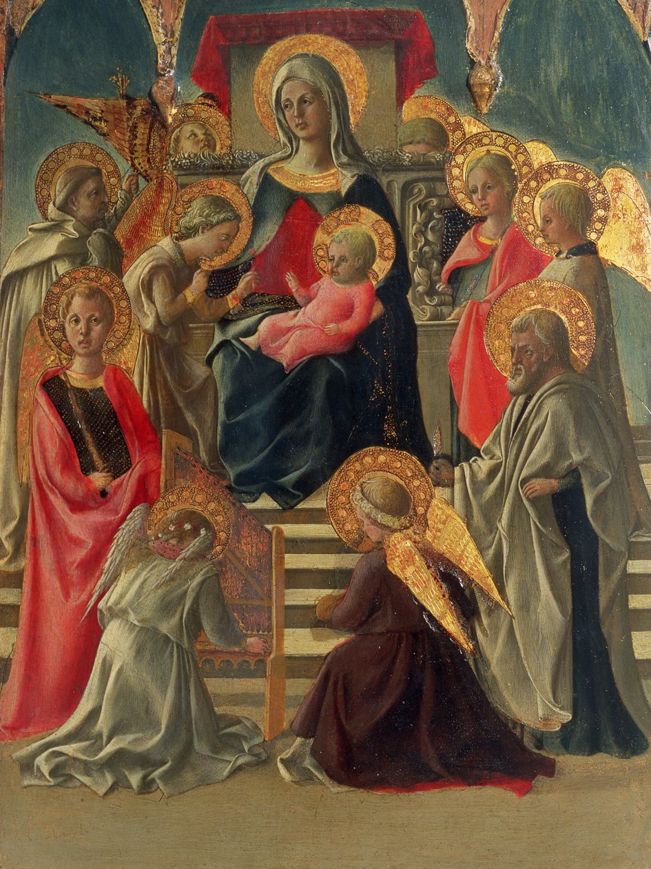 Madonna y Niño entronizados con Ángeles y Santos de Fra Filippo Lippi